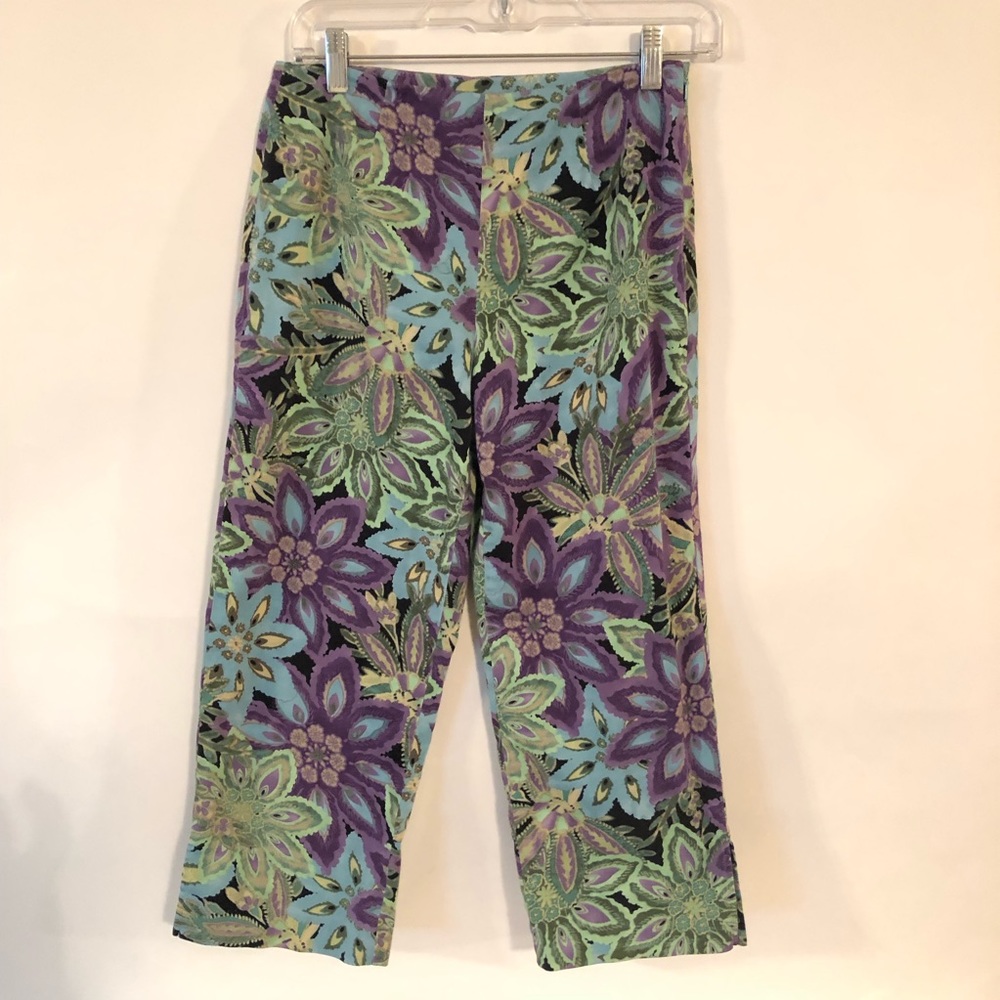 Bamboo Traders Purple Floral Crop Pants Women’s 2